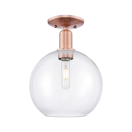 Innovations Athens 10in 1-Light Semi-Flush Mount | Industrial Antique Copper Steel and Clear Glass | Entryway & Hallway | 10 x | Model 716-1C-AC-G122-10
