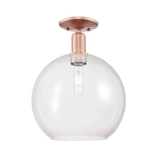 Innovations Athens 12in 1-Light Semi-Flush Mount | Industrial Antique Copper and Clear Glass | Entryway & Hallway | 11.75 x | Model 716-1C-AC-G122-12