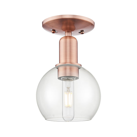 Innovations Athens 6in 1-Light Semi-Flush Mount | Industrial Antique Copper Steel and Clear Glass | Entryway & Hallway | 5.88 x | Model 716-1C-AC-G122-6