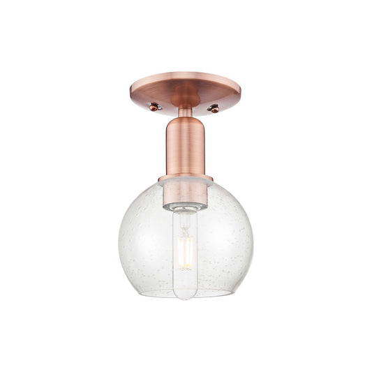 Innovations Athens 8in 1-Light Semi-Flush Mount | Industrial Antique Copper Steel and Seedy Glass | Damp-Rated Entryway & Hallway | Model 716-1C-AC-G124-8