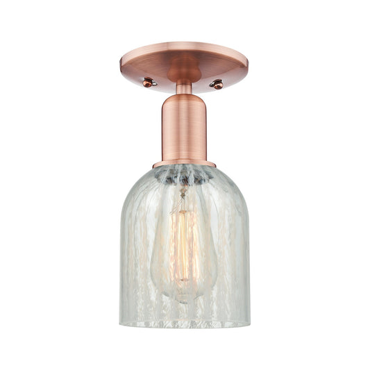 Innovations Caledonia 5in 1-Light Semi-Flush Mount | Industrial Antique Copper Steel and Mouchette Glass | Damp-Rated Hallway & | Model 716-1C-AC-G2511
