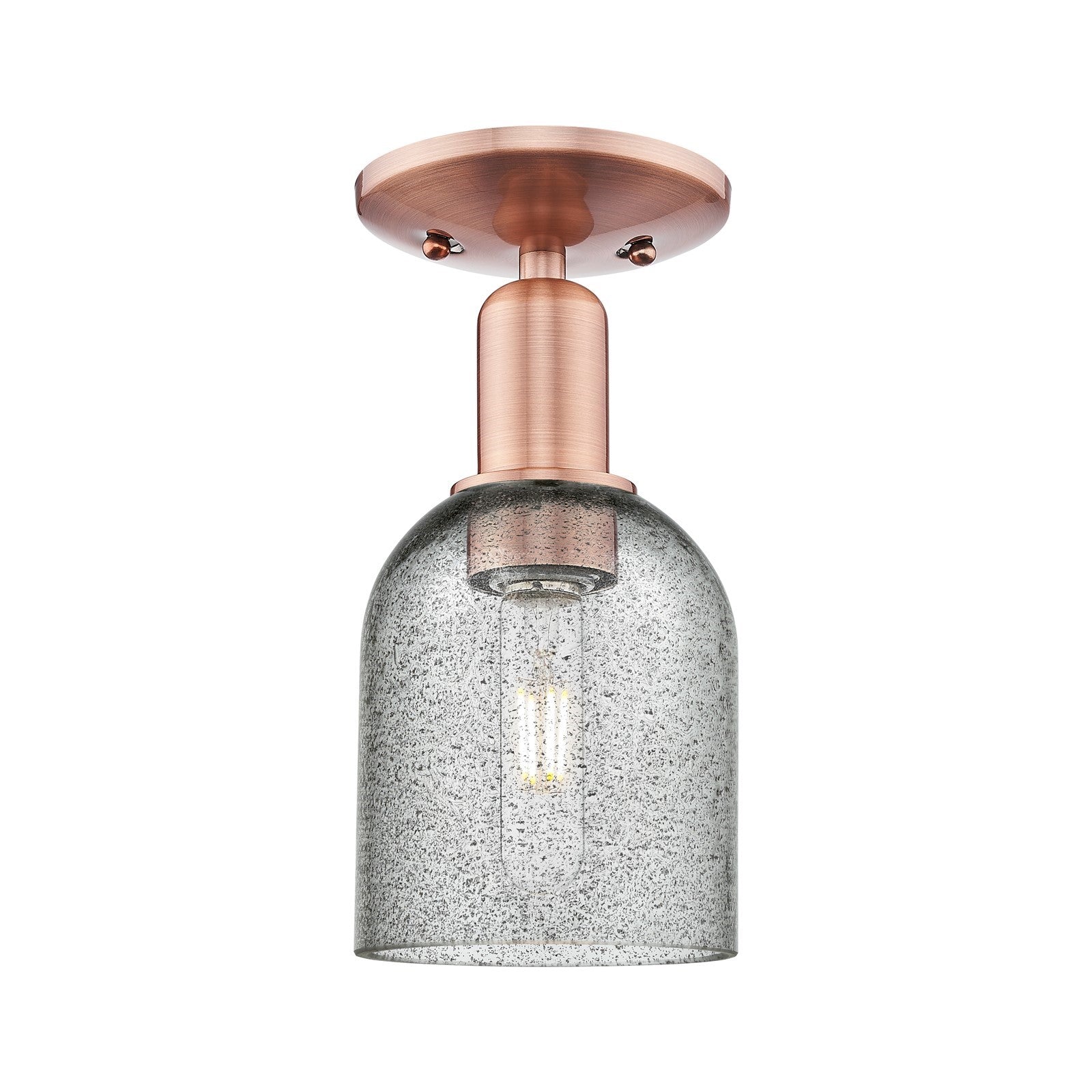 Innovations Caledonia 5in 1-Light Semi-Flush Mount | Industrial Antique Copper Steel and Charcoal Glass | Entryway & Hallway | 5 x | Model 716-1C-AC-G257