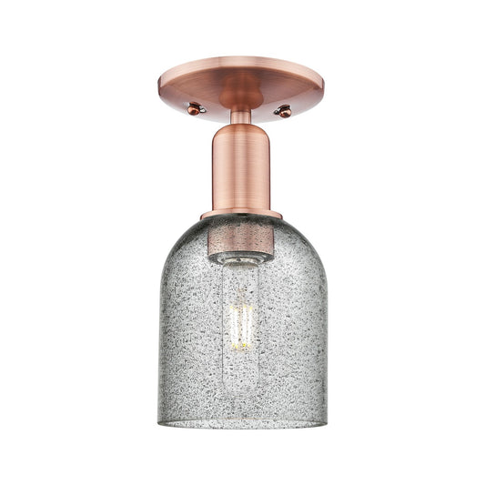Innovations Caledonia 5in 1-Light Semi-Flush Mount | Industrial Antique Copper Steel and Charcoal Glass | Entryway & Hallway | 5 x | Model 716-1C-AC-G257