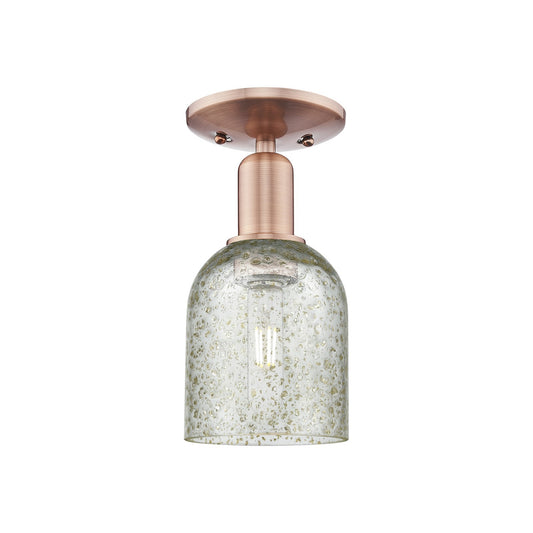 Innovations Caledonia 5in 1-Light Semi-Flush Mount | Industrial Antique Copper Steel and Mica Glass | Entryway & Hallway | 5 x 5 x | Model 716-1C-AC-G259