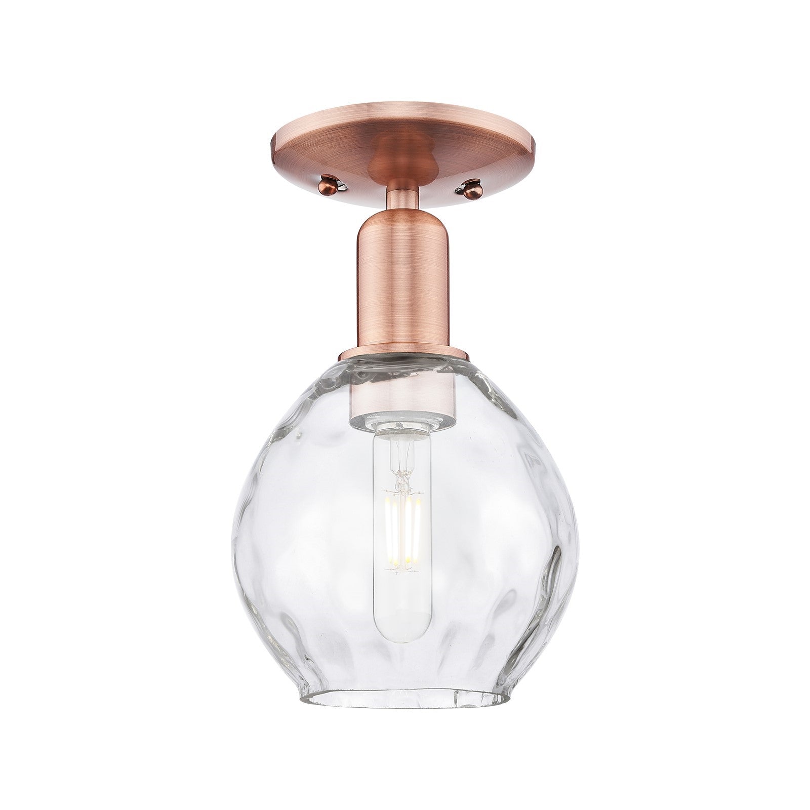 Innovations Waverly 6in 1-Light Semi-Flush Mount | Industrial Antique Copper Steel and Clear Glass | Entryway & Hallway | 6 x 6 x | Model 716-1C-AC-G362