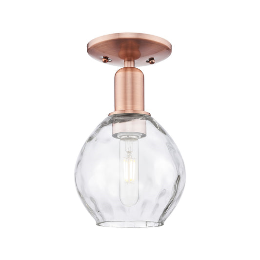 Innovations Waverly 6in 1-Light Semi-Flush Mount | Industrial Antique Copper Steel and Clear Glass | Entryway & Hallway | 6 x 6 x | Model 716-1C-AC-G362