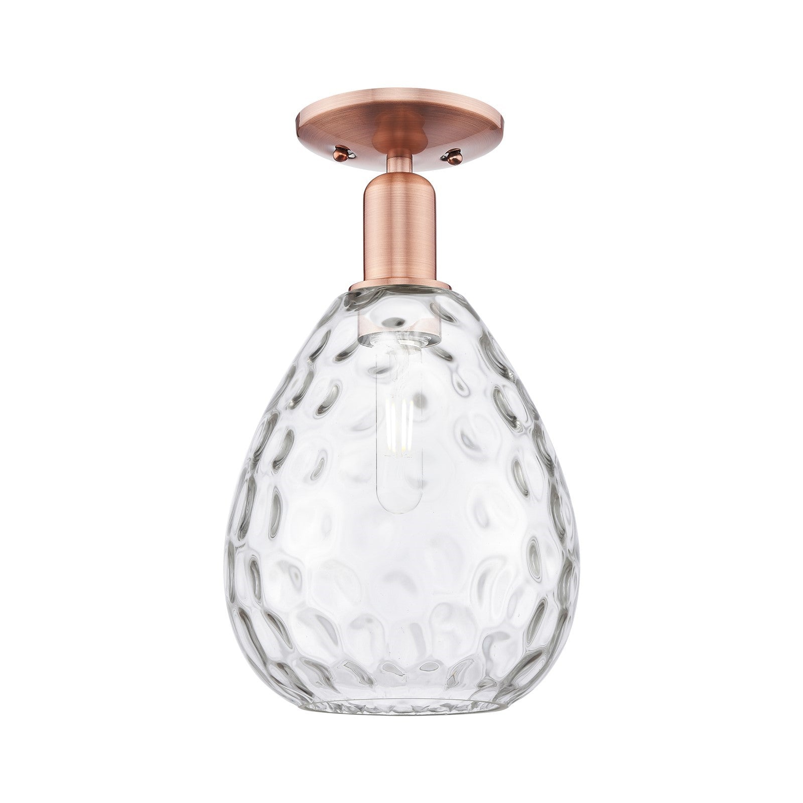 Innovations Waverly 8in 1-Light Semi-Flush Mount | Industrial Antique Copper Steel and Clear Glass | Entryway & Hallway | 8 x 8 x | Model 716-1C-AC-G372