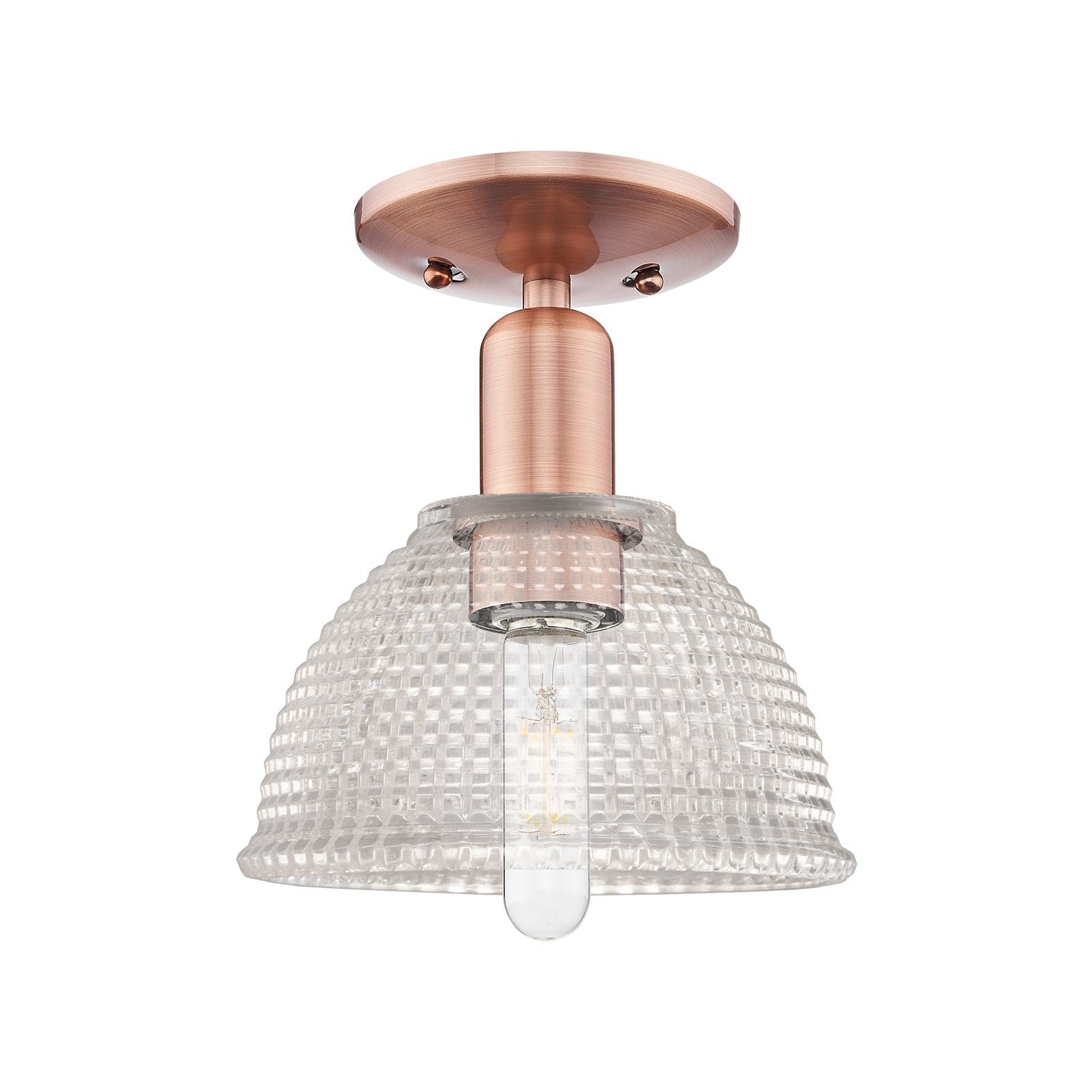 Innovations Arietta 8in 1-Light Semi-Flush Mount | Industrial Antique Copper Steel and Clear Glass | Entryway & Hallway | 8 x 8 x | Model 716-1C-AC-G422
