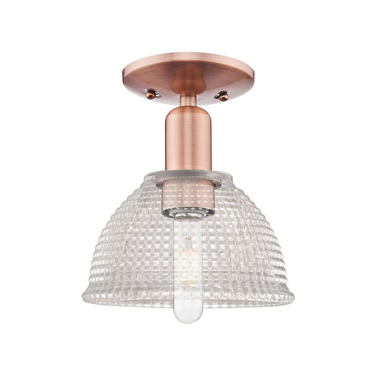 Innovations Arietta 8in 1-Light Semi-Flush Mount | Industrial Antique Copper Steel and Clear Glass | Entryway & Hallway | 8 x 8 x | Model 716-1C-AC-G422
