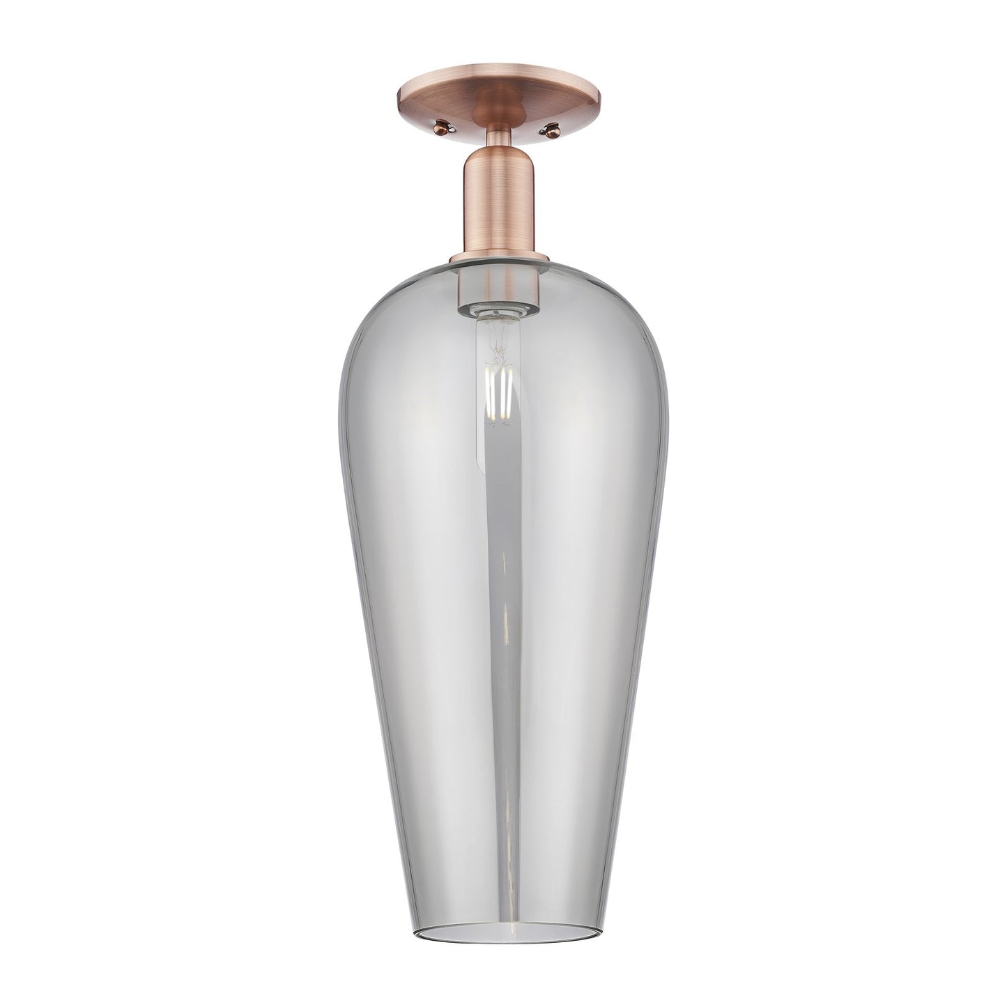 Innovations Chelsea 8in 1-Light Semi-Flush Mount | Industrial Antique Copper Steel and Light Smoke Glass | Entryway & Hallway | Model 716-1C-AC-G456-8SM