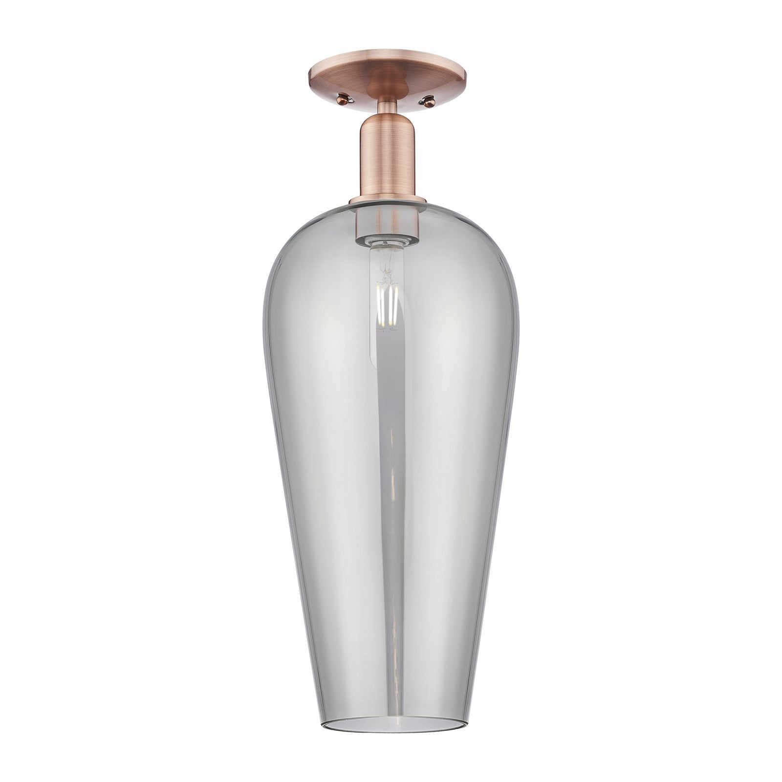 Innovations Chelsea 8in 1-Light Semi-Flush Mount | Industrial Antique Copper Steel and Light Smoke Glass | Entryway & Hallway | Model 716-1C-AC-G456-8SM