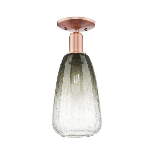 Innovations Brookhaven Almond 6in 1-Light Semi-Flush Mount | Industrial Antique Copper and Slate Glass | Hallway & Entryway | 6 | Model 716-1C-AC-G480-6SL