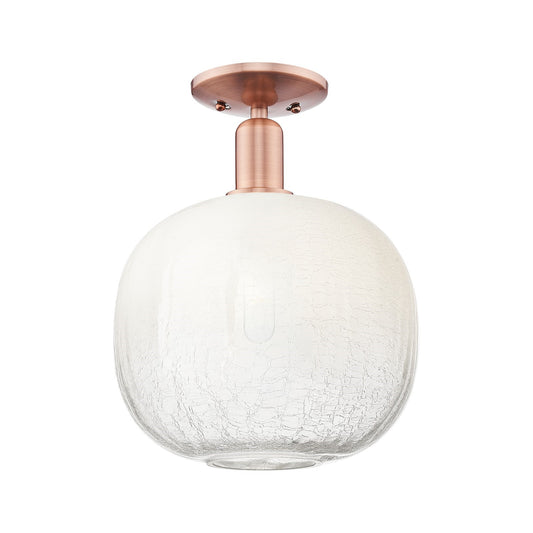 Innovations Brookhaven Sphere 10.5in 1-Light Semi-Flush Mount | Industrial Antique Copper Steel and Opal Glass | Entryway & | Model 716-1C-AC-G481-10OP