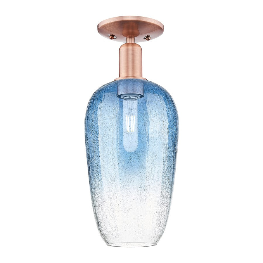 Innovations Brookhaven Flute 1Lt 7" Semi-Flush, Copper/SB - 716-1C-AC-G484-7SB