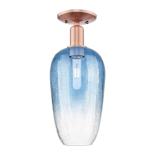 Innovations Brookhaven Flute 1Lt 7" Semi-Flush, Copper/SB - 716-1C-AC-G484-7SB