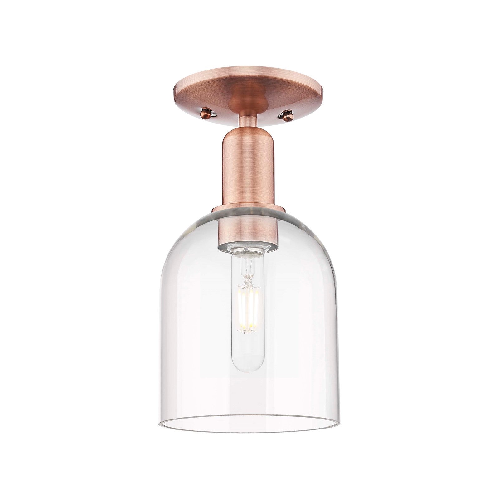 Innovations Bella 5.5in 1-Light Semi-Flush Mount | Industrial Antique Copper Steel and Clear Glass | Entryway & Hallway | 5.5 x | Model 716-1C-AC-G558-6CL