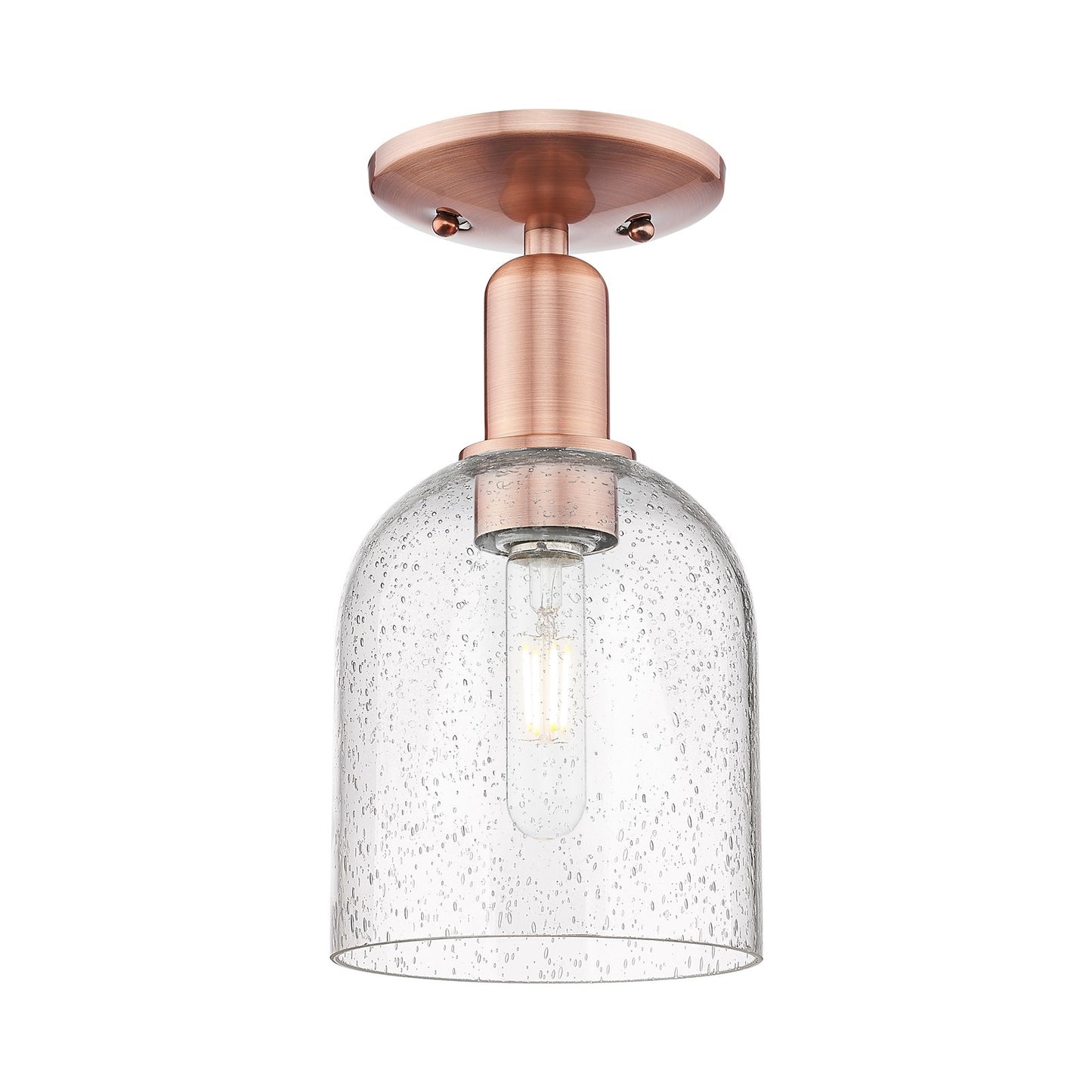 Innovations Bella 5.5in 1-Light Semi-Flush Mount | Industrial Antique Copper Steel and Seedy Glass | Entryway & Hallway | 5.5 | Model 716-1C-AC-G558-6SDY