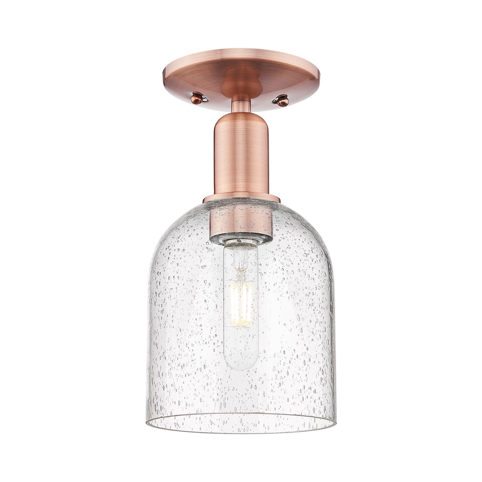 Innovations Bella 5.5in 1-Light Semi-Flush Mount | Industrial Antique Copper Steel and Seedy Glass | Entryway & Hallway | 5.5 | Model 716-1C-AC-G558-6SDY