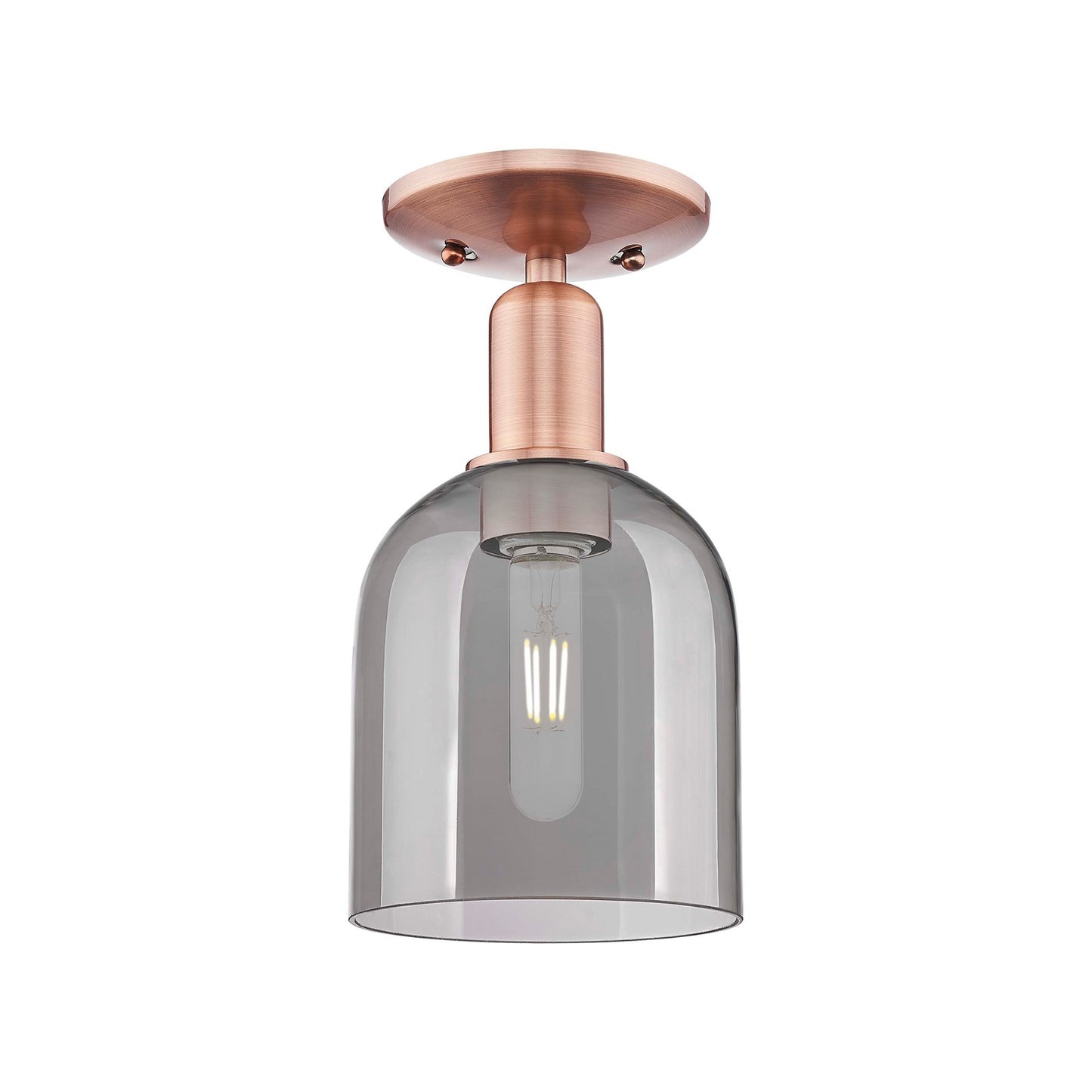 Innovations Bella 6in 1-Light Semi-Flush Mount | Industrial Antique Copper and Light Smoke Glass | Entryway & Hallway | 5.5 x | Model 716-1C-AC-G558-6SM