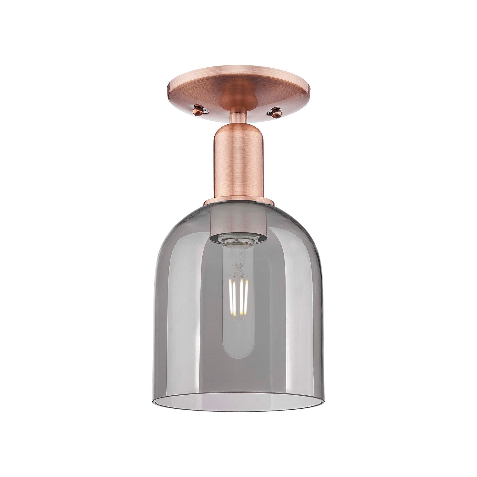 Innovations Bella 6in 1-Light Semi-Flush Mount | Industrial Antique Copper and Light Smoke Glass | Entryway & Hallway | 5.5 x | Model 716-1C-AC-G558-6SM