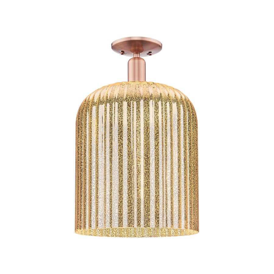 Innovations Bridal Veil 1Lt 12" Semi-Flush, Copper/Mercury - 716-1C-AC-G559-12ME