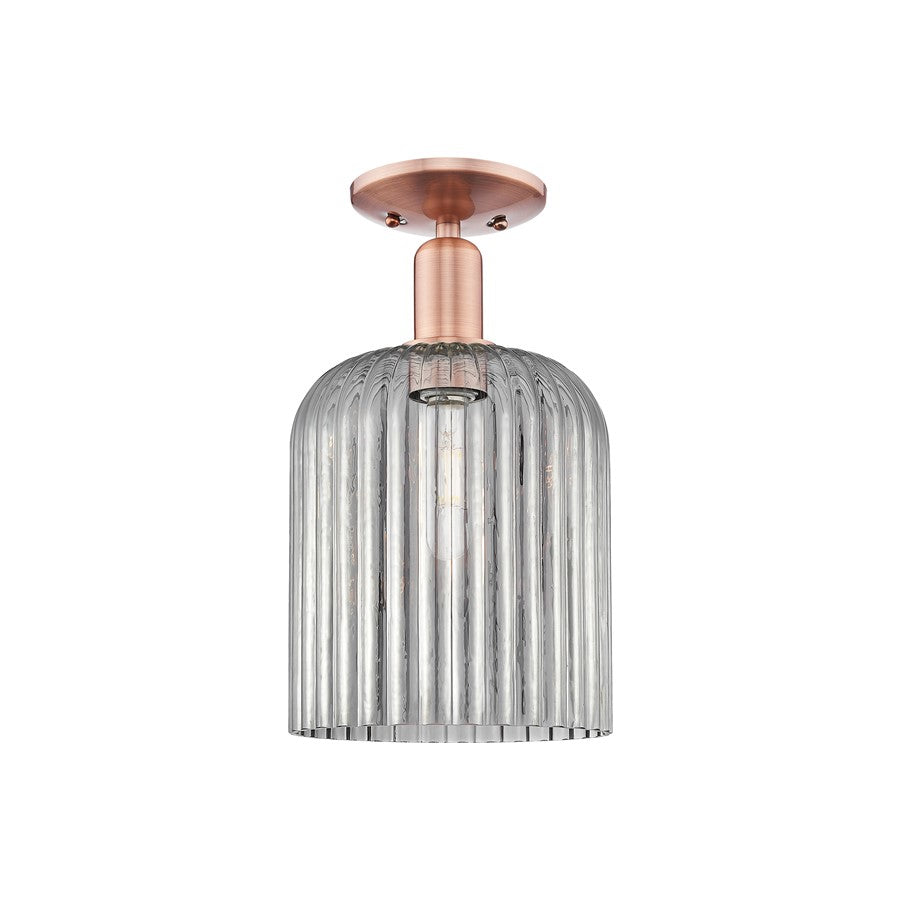 Innovations Bridal Veil 1Lt 8" Semi-Flush, Copper/Smoke - 716-1C-AC-G559-8SM