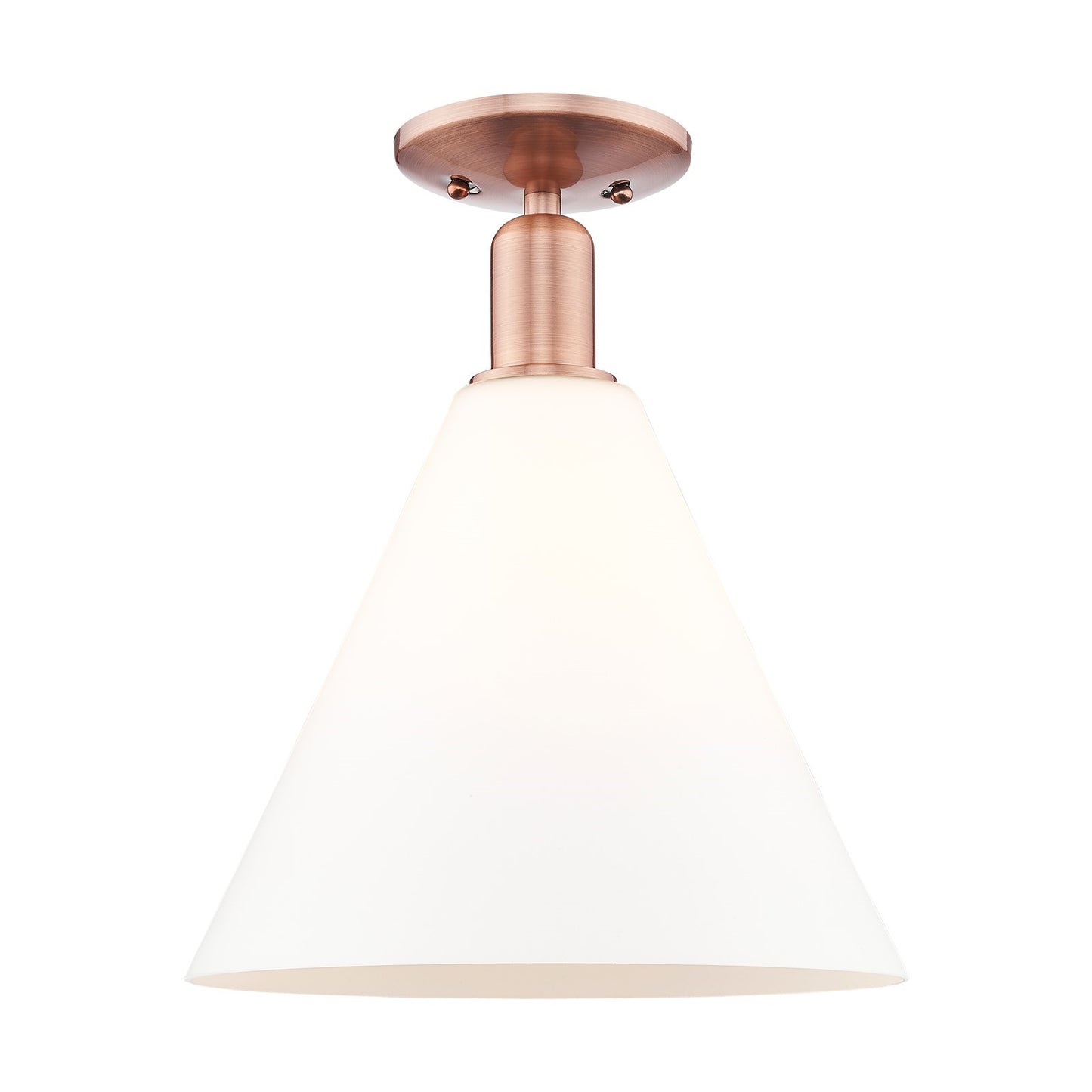 Innovations Berkshire Glass 12in 1-Light Semi-Flush Mount | Industrial Antique Copper Steel and Matte White Glass | Damp-Rated | Model 716-1C-AC-GBC-121