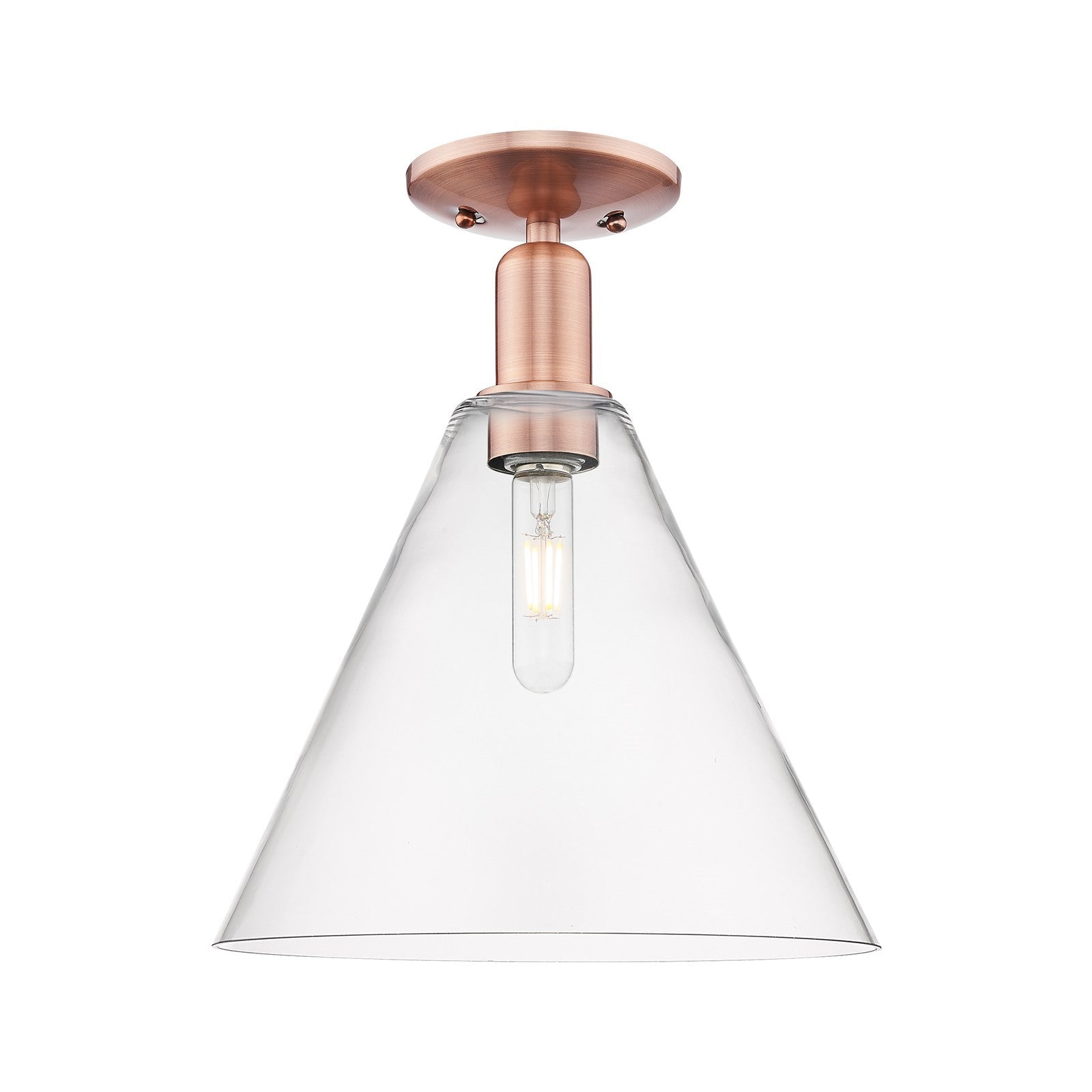 Innovations Berkshire Glass 12in 1-Light Semi-Flush Mount | Industrial Antique Copper Steel and Clear Glass | Entryway & Hallway | Model 716-1C-AC-GBC-122