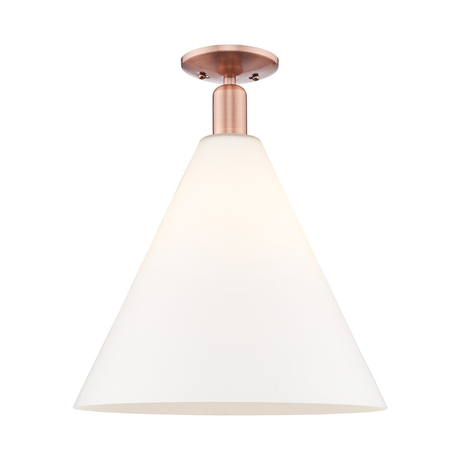 Innovations Berkshire Glass 16in 1-Light Semi-Flush Mount | Industrial Antique Copper Steel and Matte White Glass | Entryway & | Model 716-1C-AC-GBC-161