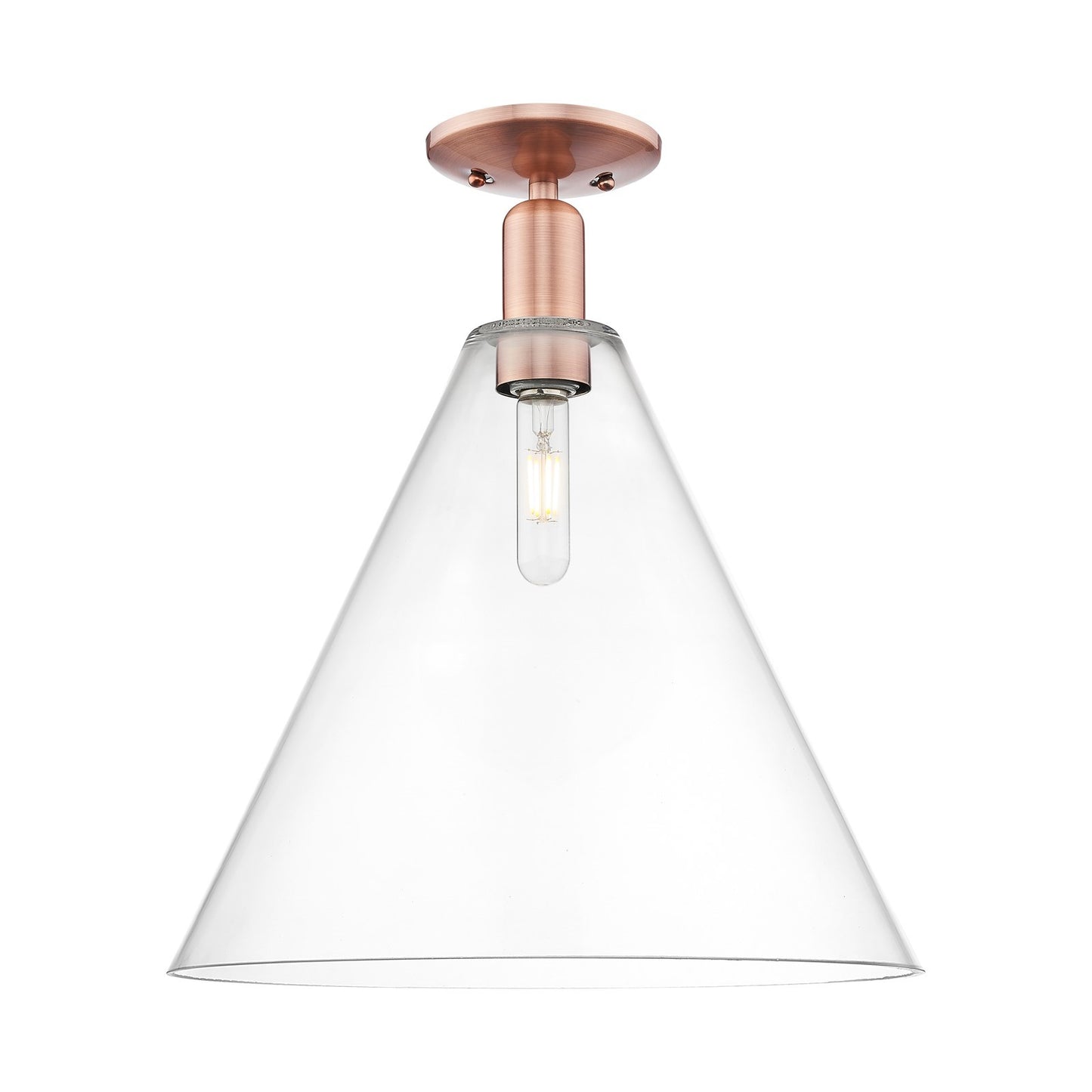 Innovations Berkshire Glass 16in 1-Light Semi-Flush Mount | Industrial Antique Copper Steel and Clear Glass | Entryway & Hallway | Model 716-1C-AC-GBC-162