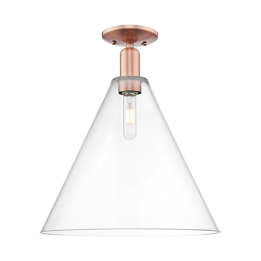 Innovations Berkshire Glass 16in 1-Light Semi-Flush Mount | Industrial Antique Copper Steel and Clear Glass | Entryway & Hallway | Model 716-1C-AC-GBC-162