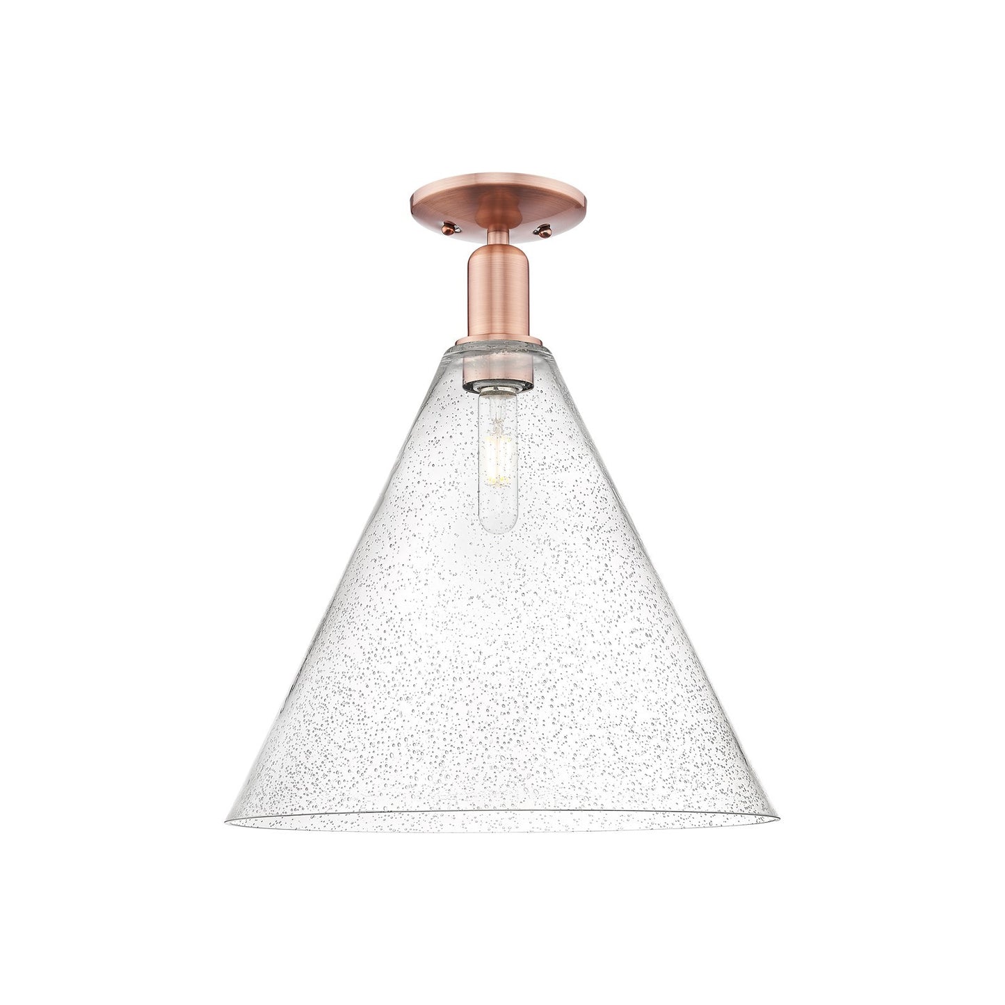 Innovations Berkshire Glass 16in 1-Light Semi-Flush Mount | Industrial Antique Copper Steel and Seedy Glass | Entryway & Hallway | Model 716-1C-AC-GBC-164