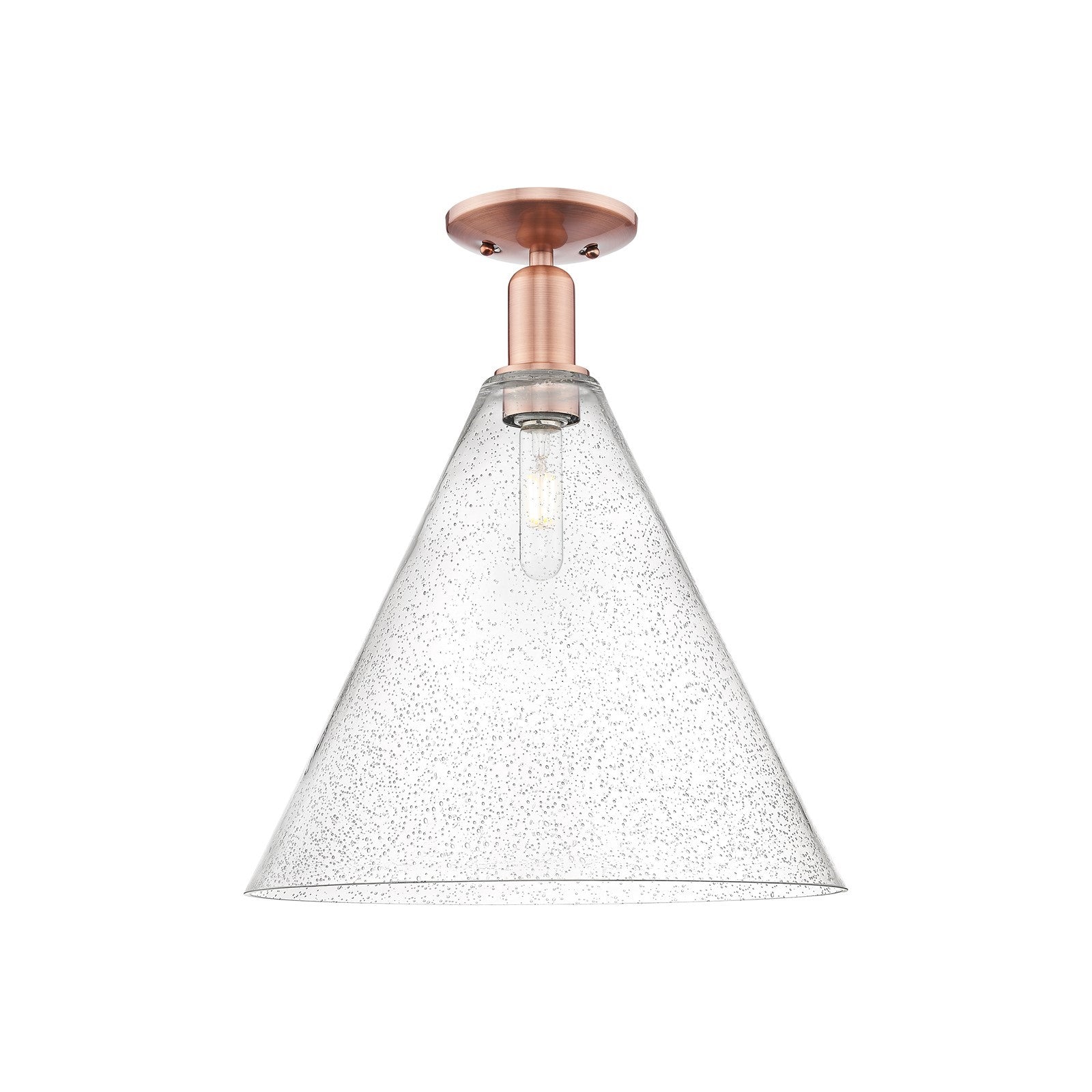 Innovations Berkshire Glass 16in 1-Light Semi-Flush Mount | Industrial Antique Copper Steel and Seedy Glass | Entryway & Hallway | Model 716-1C-AC-GBC-164