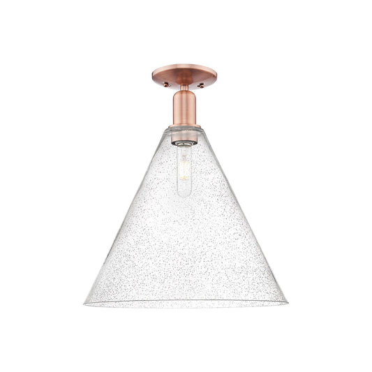 Innovations Berkshire Glass 16in 1-Light Semi-Flush Mount | Industrial Antique Copper Steel and Seedy Glass | Entryway & Hallway | Model 716-1C-AC-GBC-164