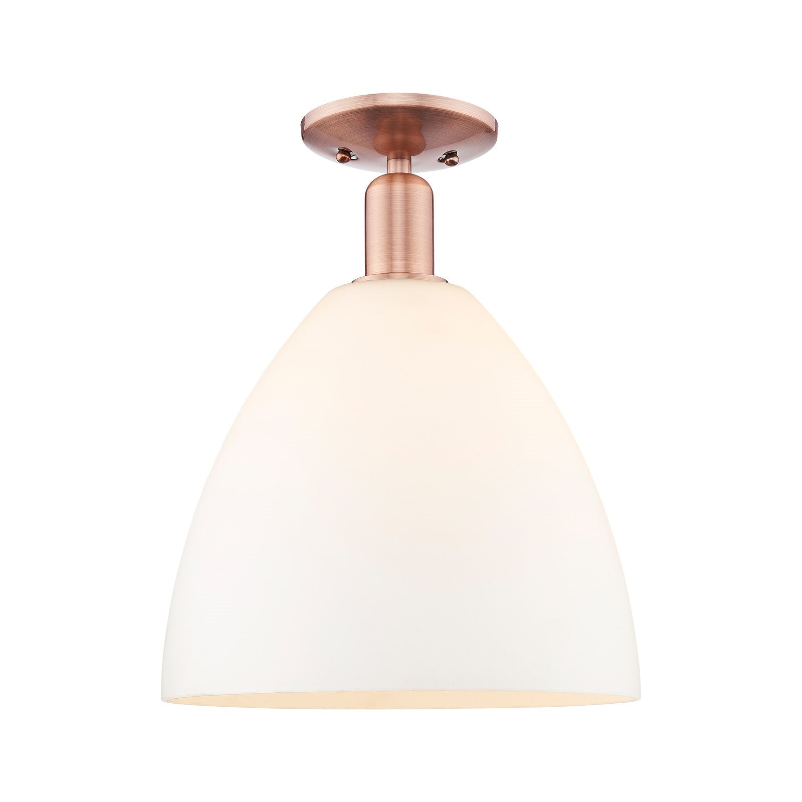 Innovations Bristol 12in 1-Light Semi-Flush Mount | Industrial Antique Copper Steel and Matte White Glass | Entryway & Hallway | Model 716-1C-AC-GBD-121