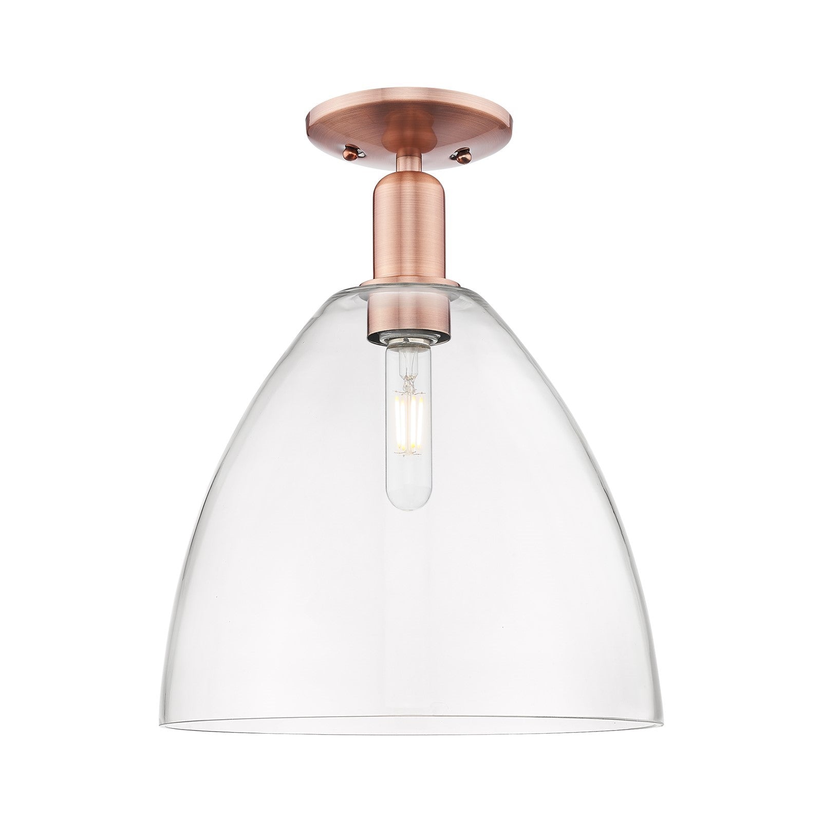 Innovations Bristol 12in 1-Light Semi-Flush Mount | Industrial Antique Copper Steel and Clear Glass | Entryway & Hallway | 12 x | Model 716-1C-AC-GBD-122