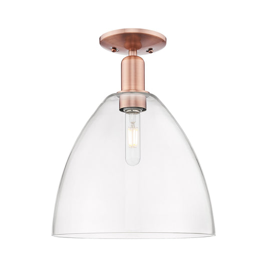 Innovations Bristol 12in 1-Light Semi-Flush Mount | Industrial Antique Copper Steel and Clear Glass | Entryway & Hallway | 12 x | Model 716-1C-AC-GBD-122