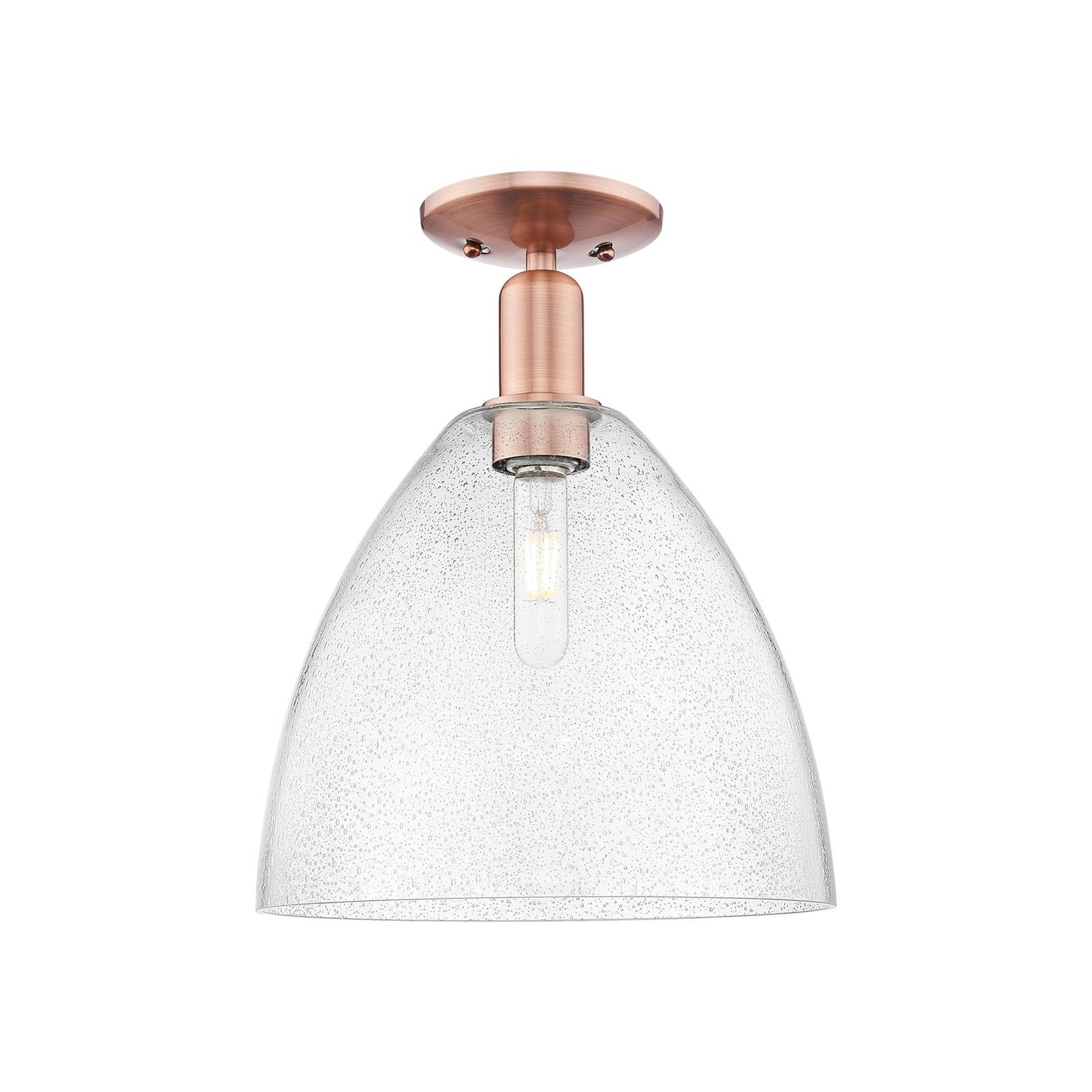 Innovations Bristol 12in 1-Light Semi-Flush Mount | Industrial Antique Copper Steel and Seedy Glass | Entryway & Hallway | 12 x | Model 716-1C-AC-GBD-124