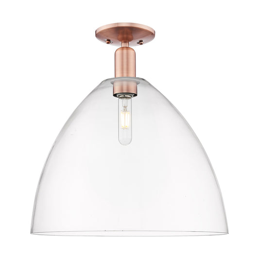 Innovations Bristol 16in 1-Light Semi-Flush Mount | Industrial Antique Copper Steel and Clear Glass | Entryway & Hallway | 16 x | Model 716-1C-AC-GBD-162