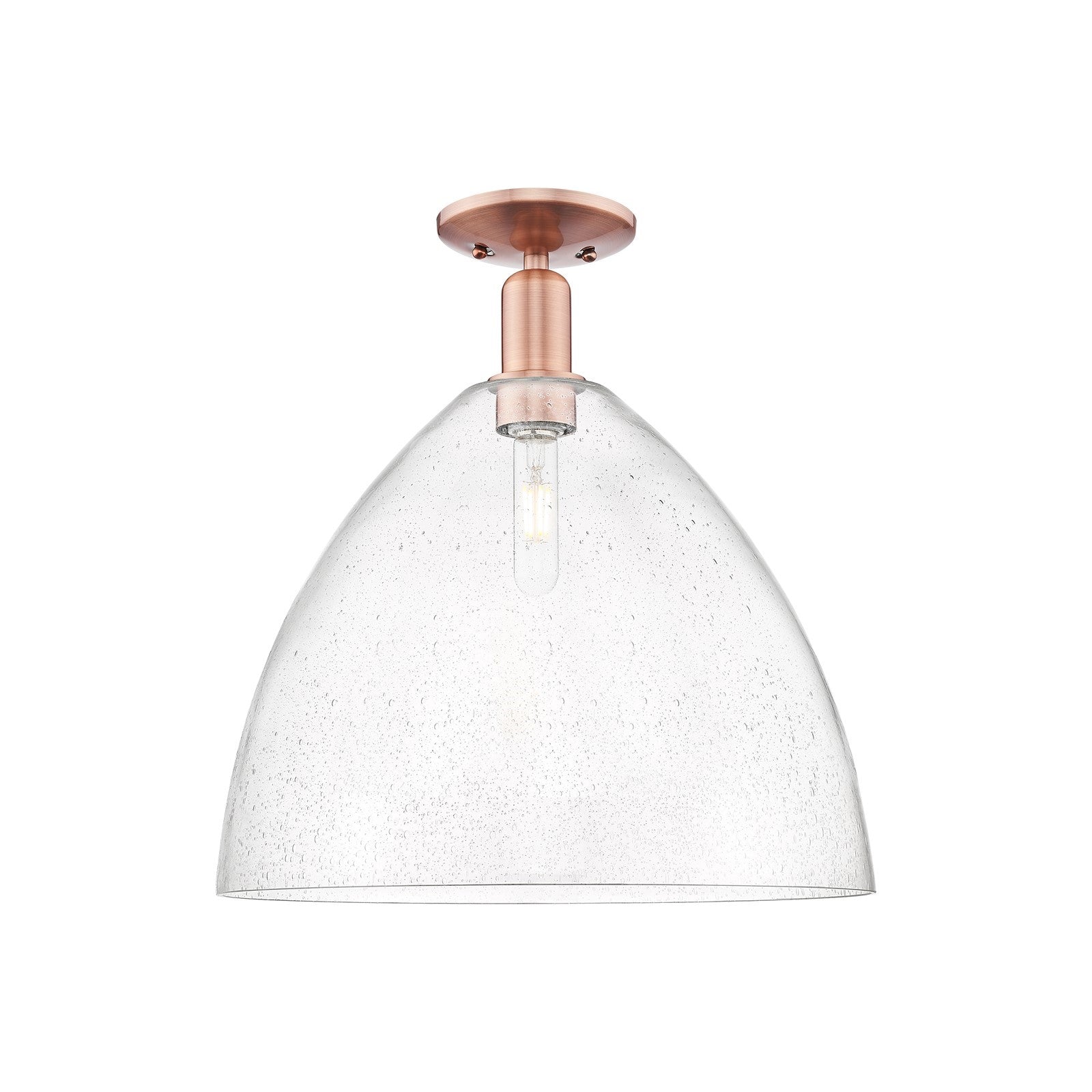 Innovations Bristol 16in 1-Light Semi-Flush Mount | Industrial Antique Copper Steel and Seedy Glass | Entryway & Hallway | 16 x | Model 716-1C-AC-GBD-164