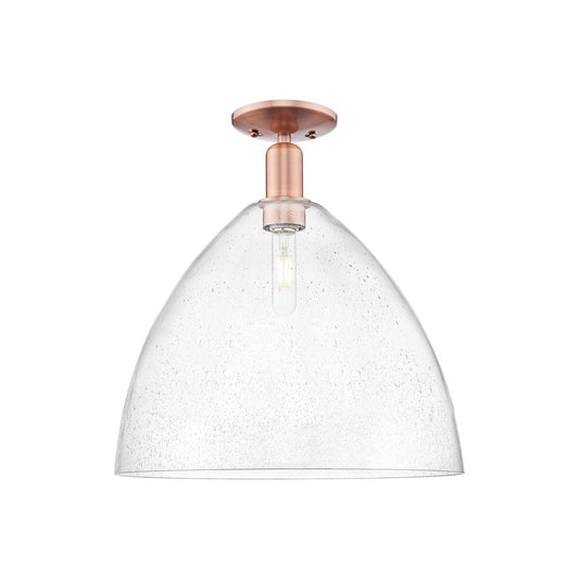 Innovations Bristol 16in 1-Light Semi-Flush Mount | Industrial Antique Copper Steel and Seedy Glass | Entryway & Hallway | 16 x | Model 716-1C-AC-GBD-164
