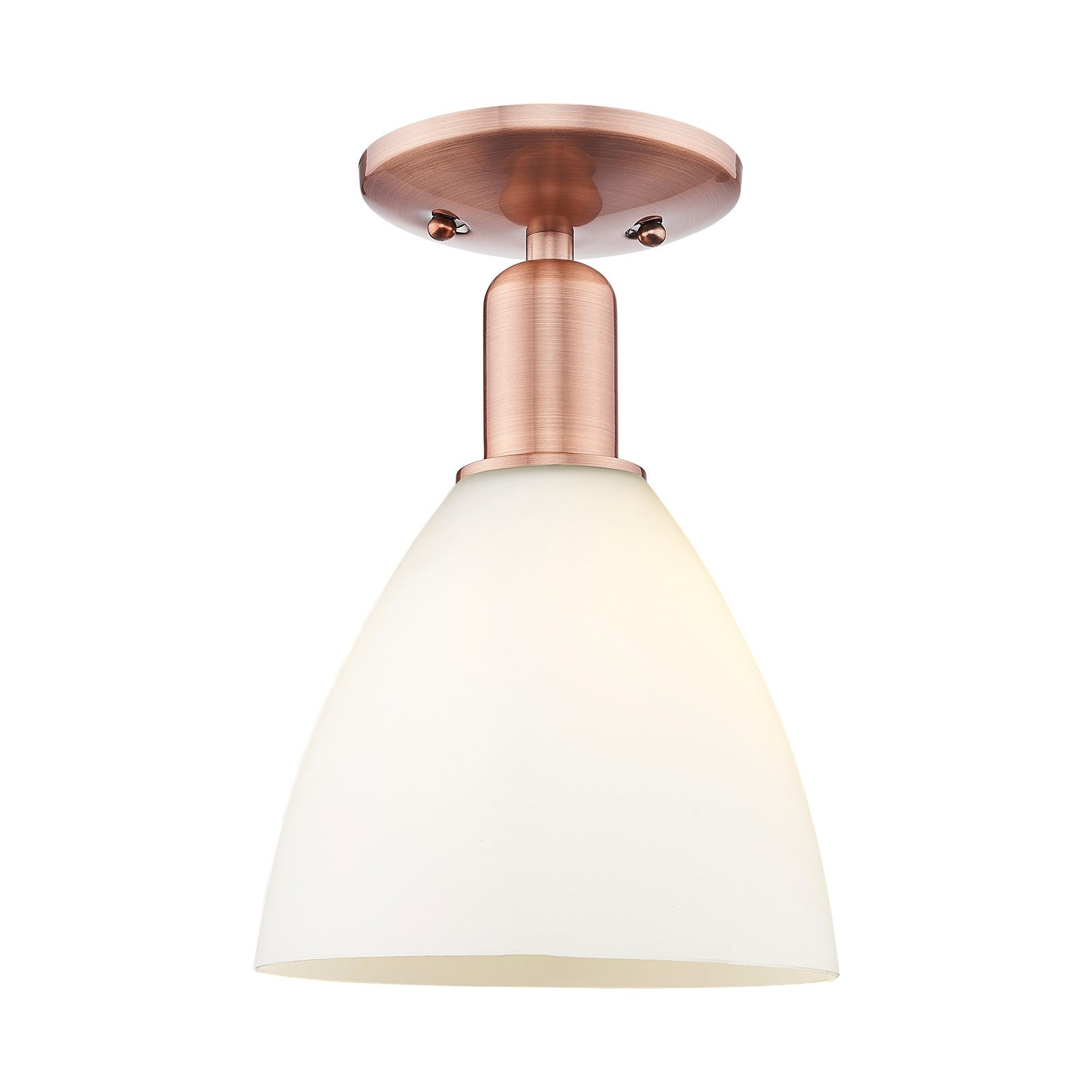 Innovations Bristol 8in 1-Light Semi-Flush Mount | Industrial Antique Copper Steel and Matte White Glass | Damp-Rated Entryway & | Model 716-1C-AC-GBD-751