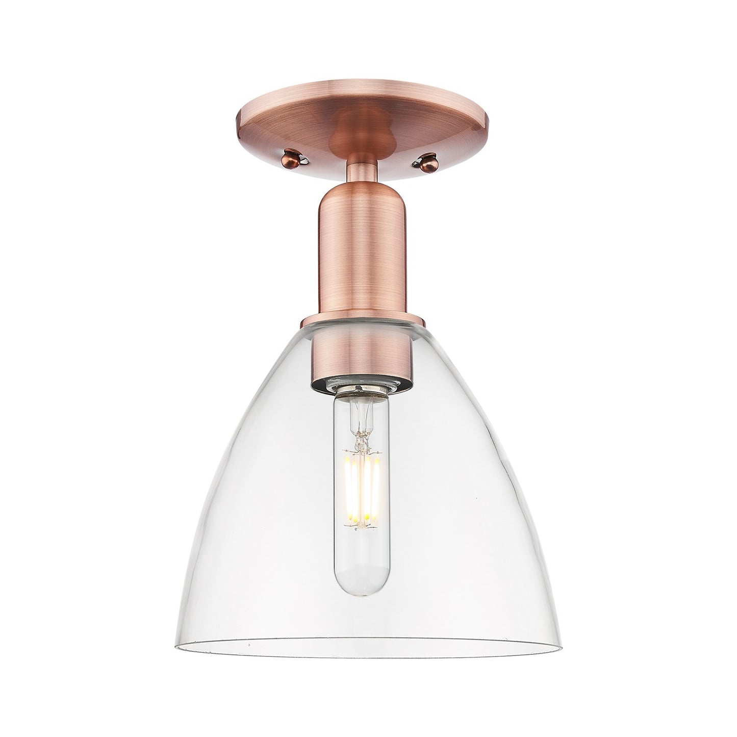 Innovations Bristol 7.5in 1-Light Semi-Flush Mount | Industrial Antique Copper Steel and Clear Glass | Entryway & Hallway | 7.5 | Model 716-1C-AC-GBD-752