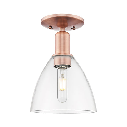 Innovations Bristol 7.5in 1-Light Semi-Flush Mount | Industrial Antique Copper Steel and Clear Glass | Entryway & Hallway | 7.5 | Model 716-1C-AC-GBD-752