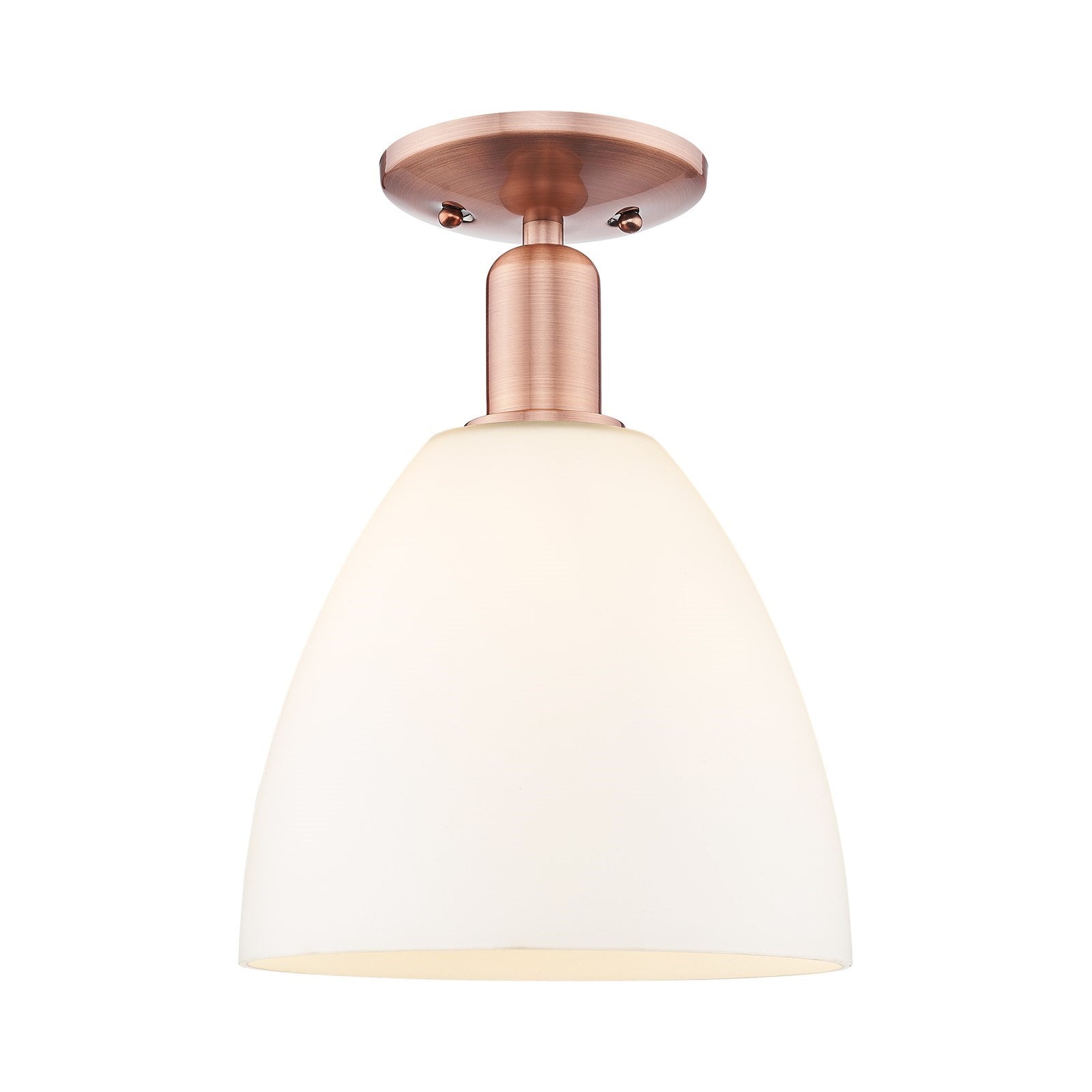 Innovations Bristol 9in 1-Light Semi-Flush Mount | Industrial Antique Copper Steel and Matte White Glass | Entryway & Hallway | 9 | Model 716-1C-AC-GBD-91