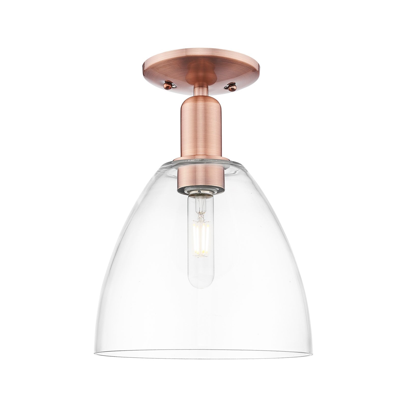 Innovations Bristol 9in 1-Light Semi-Flush Mount | Industrial Antique Copper Steel and Clear Glass | Entryway & Hallway | 9 x 9 x | Model 716-1C-AC-GBD-92