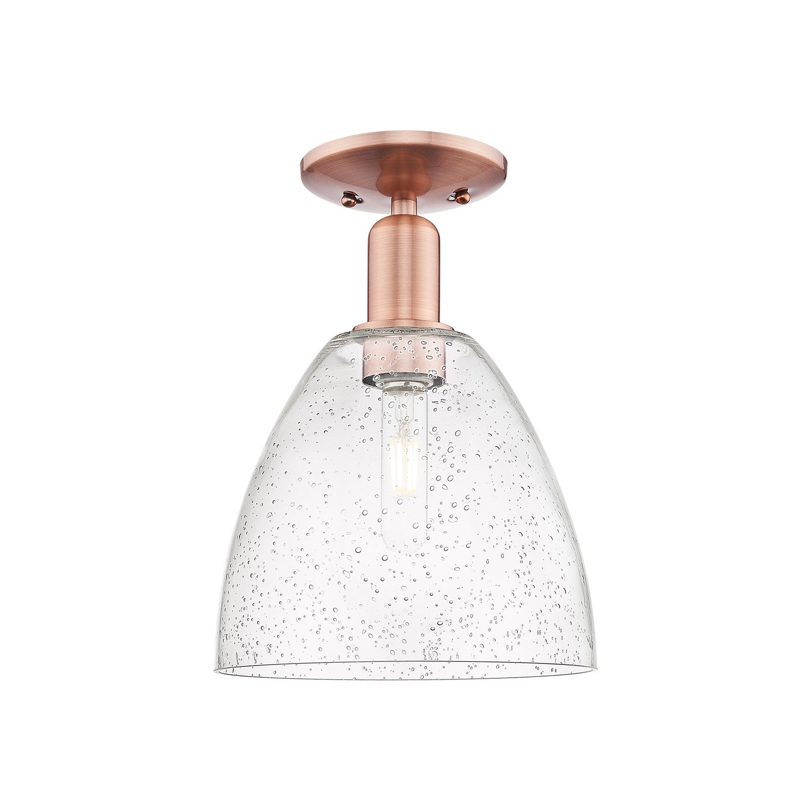 Innovations Bristol 9in 1-Light Semi-Flush Mount | Industrial Antique Copper Steel and Seedy Glass | Entryway & Hallway | 9 x 9 x | Model 716-1C-AC-GBD-94