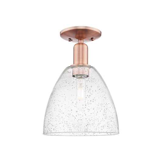 Innovations Bristol 9in 1-Light Semi-Flush Mount | Industrial Antique Copper Steel and Seedy Glass | Entryway & Hallway | 9 x 9 x | Model 716-1C-AC-GBD-94