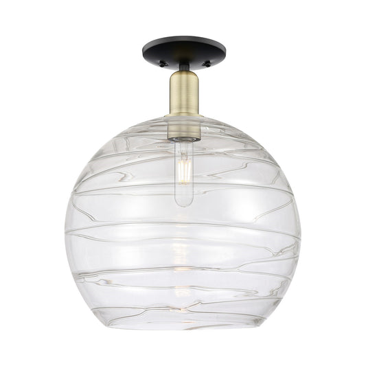 Innovations Athens Deco Swirl 14in 1-Light Semi-Flush Mount | Industrial Black Antique Brass and Clear Glass | Entryway & | Model 716-1C-BAB-G1213-14CL