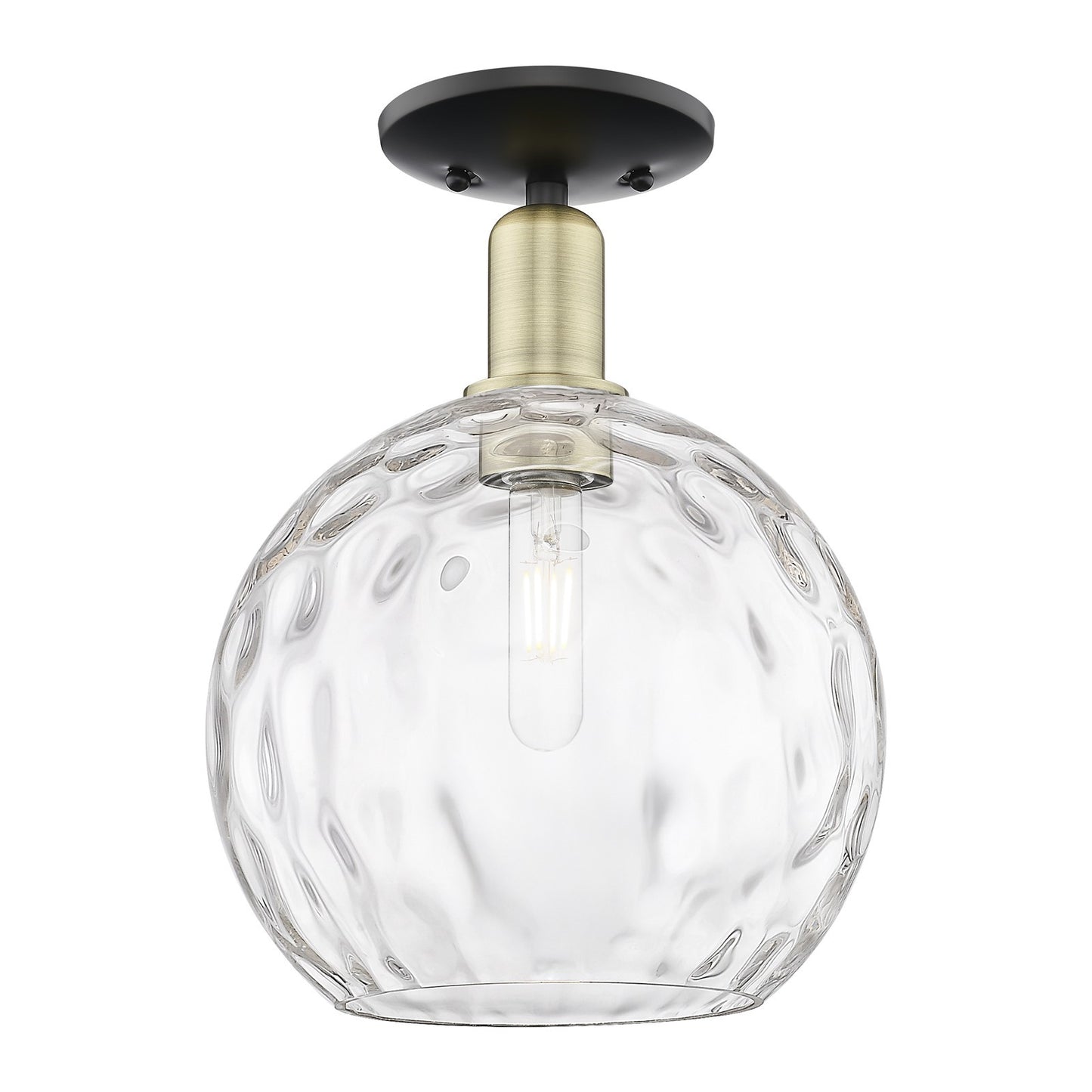 Innovations Athens Water Glass 10in 1-Light Semi-Flush Mount | Industrial Black Antique Brass and Clear Glass | Entryway & | Model 716-1C-BAB-G1215-10